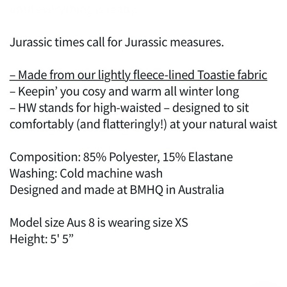 BLACKMILK Dino Bones HW TOASTIES! Fleece-Lined High Waist Stretchy B&W Neutrals - Picture 7 of 9